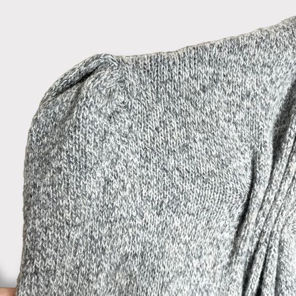 ANTHROPOLOGIE Tokyo Map gray wool blend open front puffed shoulder cardigan sz s - Picture 2 of 6